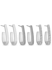 Mood Silver Hoop Earrings 3 Pack - Image 1 of 2