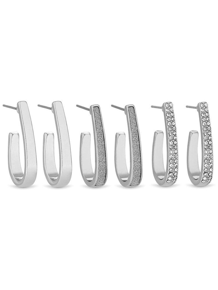 Mood Silver Hoop Earrings 3 Pack - Image 1 of 2