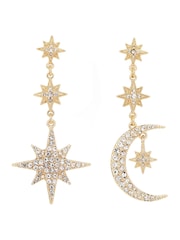 Mood Gold Tone Mix And Match Stars And Moon Drop Earrings - Image 1 of 4