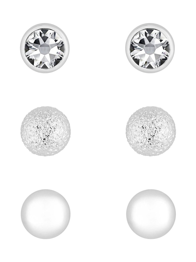 Mood Silver Plated Textured Studs Earrings - Image 1 of 2