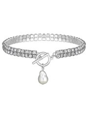 Mood Silver/Grey Crystal Diamante Pearl Charm Choker Necklace - Image 2 of 3