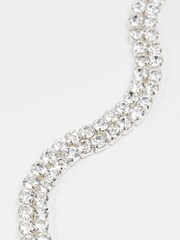 Mood Silver/Grey Crystal Diamante Pearl Charm Choker Necklace - Image 3 of 3
