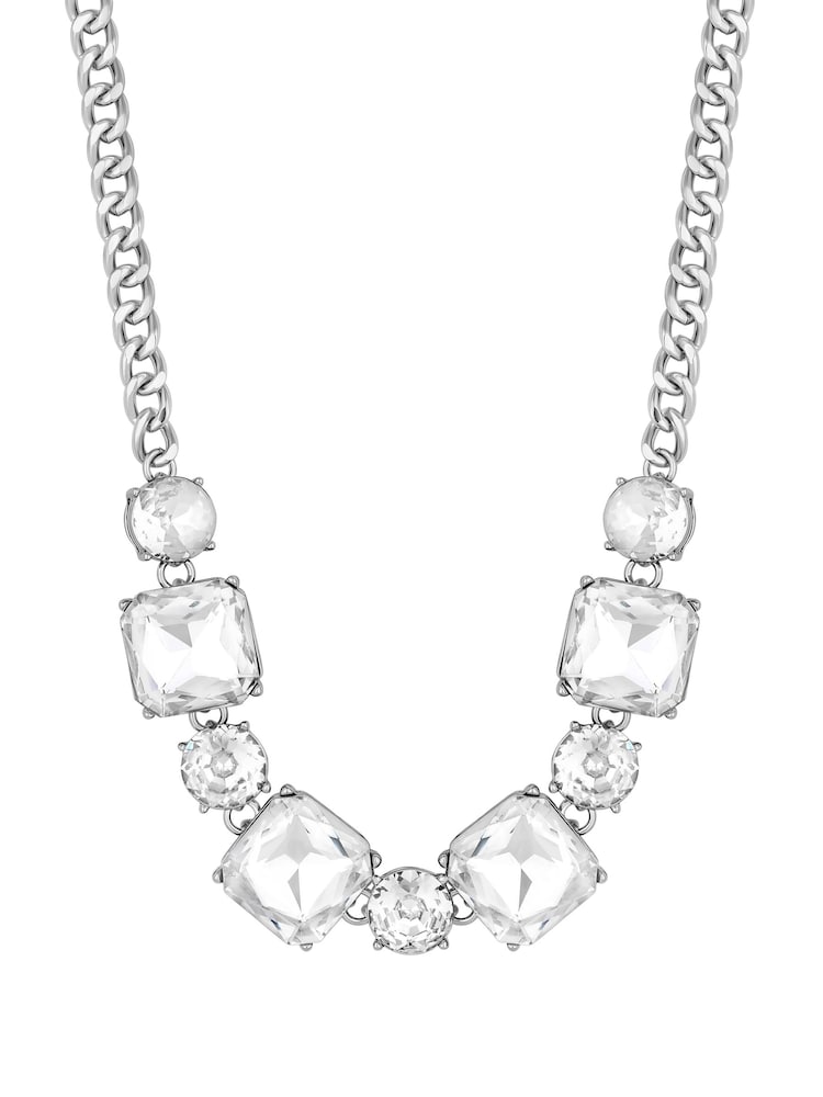 Mood Silver Crystal Oversized Cushion Choker Necklace - Image 1 of 3