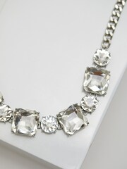 Mood Silver Crystal Oversized Cushion Choker Necklace - Image 3 of 3