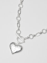 Mood Silver Molten Heart Ball Chain Long Pendant Necklace - Image 2 of 3