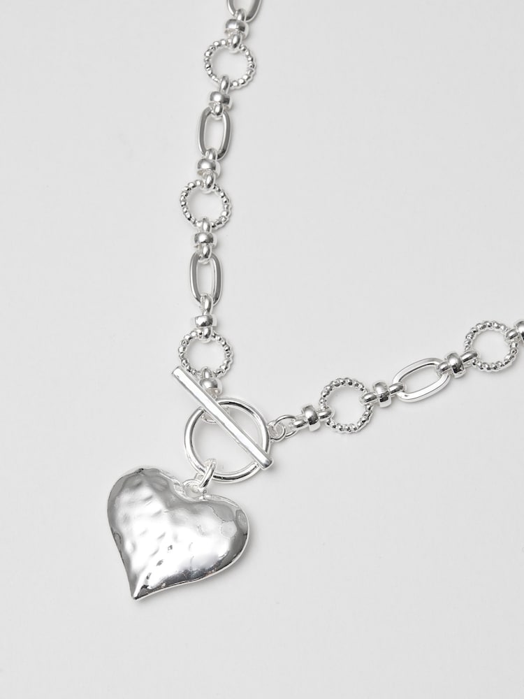 Mood Silver Molten Heart Ball Chain Long Pendant Necklace - Image 2 of 3