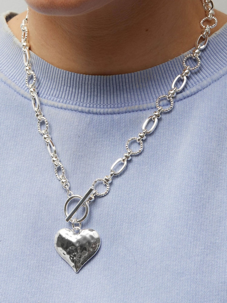 Mood Silver Molten Heart Ball Chain Long Pendant Necklace - Image 3 of 3