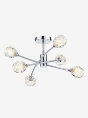 Dar Lighting Satin Chrome Seattle 6 Light Semi Flush Ceiling Light - Image 1 of 3