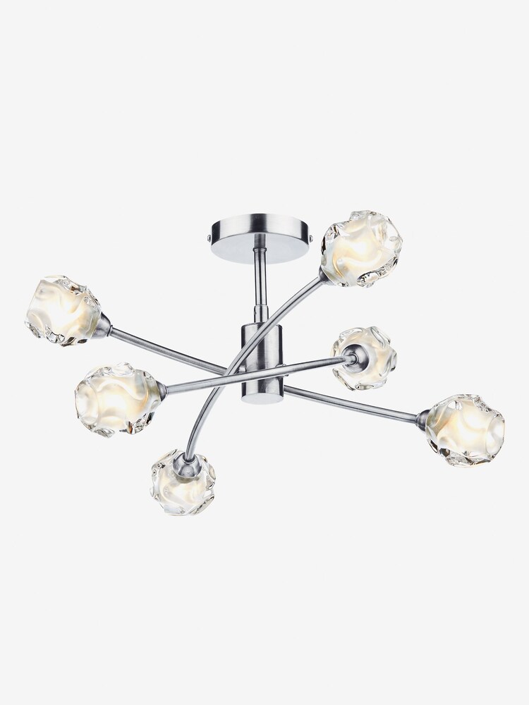 Dar Lighting Satin Chrome Seattle 6 Light Semi Flush Ceiling Light - Image 1 of 3