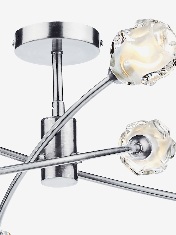 Dar Lighting Satin Chrome Seattle 6 Light Semi Flush Ceiling Light - Image 2 of 3