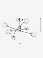 Dar Lighting Satin Chrome Seattle 6 Light Semi Flush Ceiling Light - Image 3 of 3