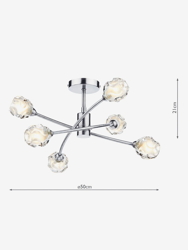 Dar Lighting Satin Chrome Seattle 6 Light Semi Flush Ceiling Light - Image 3 of 3