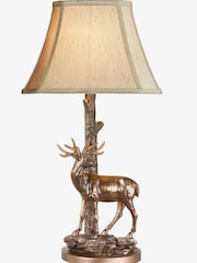 Dar Lighting Aged Brass Gulliver Deer Table Lamp with Shade - Image 1 of 4