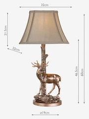Dar Lighting Aged Brass Gulliver Deer Table Lamp with Shade - Image 4 of 4