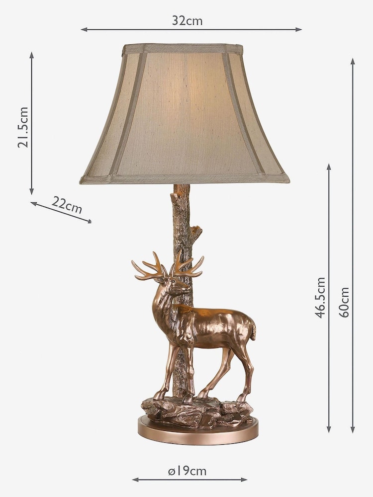 Dar Lighting Aged Brass Gulliver Deer Table Lamp with Shade - Image 4 of 4