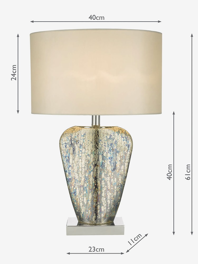 Dar Lighting Silver Mercury Glass Table Lamp with Shade - Image 5 of 5 Dar Lighting Silver Mercury Glass Table Lamp with Shade - Image 5 of 5