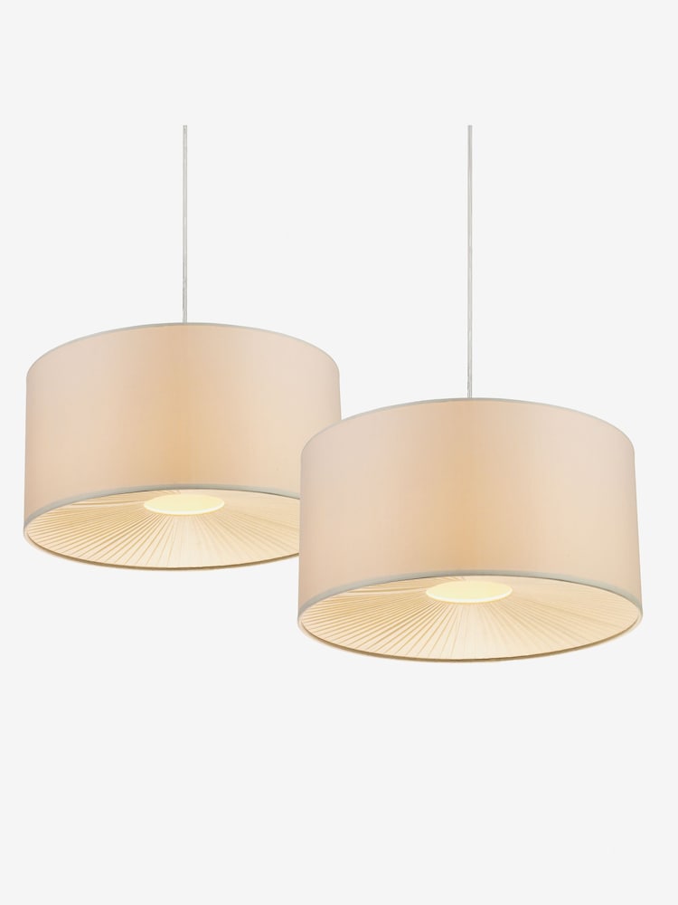 Dar Lighting Set of 2 Cream Rita Easy Fit Pendant Ceiling Lights - Image 2 of 3 Dar Lighting Set of 2 Cream Rita Easy Fit Pendant Ceiling Lights - Image 2 of 3