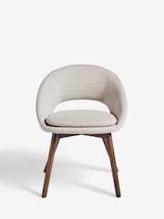 Set of 2 Tweedy Plain Light Natural Hewitt Upholstered Dark Wood Leg Dining Chairs - Image 2 of 7