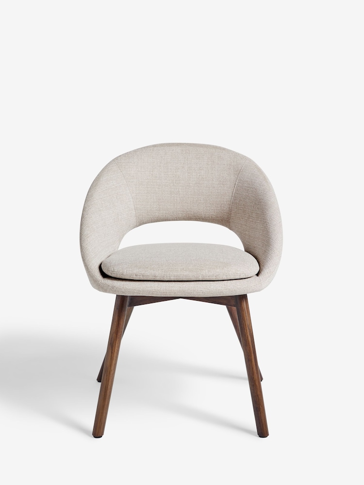 Set of 2 Tweedy Plain Light Natural Hewitt Upholstered Dark Wood Leg Dining Chairs - Image 2 of 7