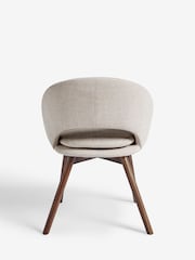 Set of 2 Tweedy Plain Light Natural Hewitt Upholstered Dark Wood Leg Dining Chairs - Image 6 of 7