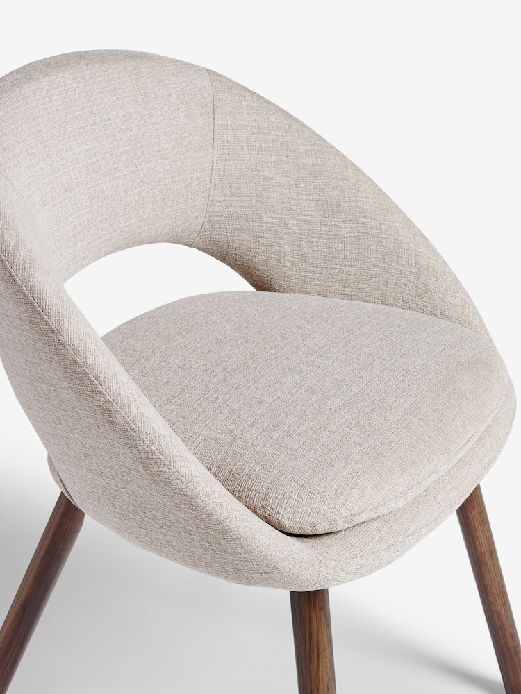 Set of 2 Tweedy Plain Light Natural Hewitt Upholstered Dark Wood Leg Dining Chairs - Image 7 of 7