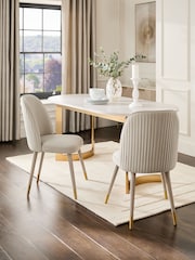 Set of 2 Soft Velvet Pebble Valencia Upholstered Dining Chairs - Image 1 of 6