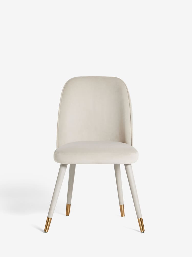 Set of 2 Soft Velvet Pebble Valencia Upholstered Dining Chairs - Image 2 of 6
