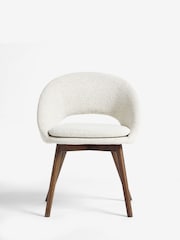 Set of 2 Casual Boucle Light Natural Hewitt Upholstered Dark Wood Leg Dining Chairs - Image 2 of 7