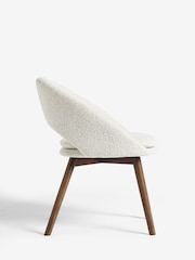 Set of 2 Casual Boucle Light Natural Hewitt Upholstered Dark Wood Leg Dining Chairs - Image 4 of 7