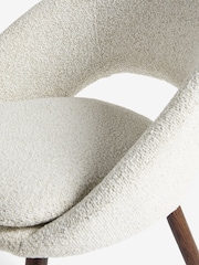 Set of 2 Casual Boucle Light Natural Hewitt Upholstered Dark Wood Leg Dining Chairs - Image 6 of 7