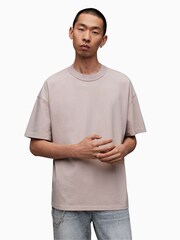 AllSaints Grey Isac Short Sleeve Crew T-Shirt - Image 1 of 6