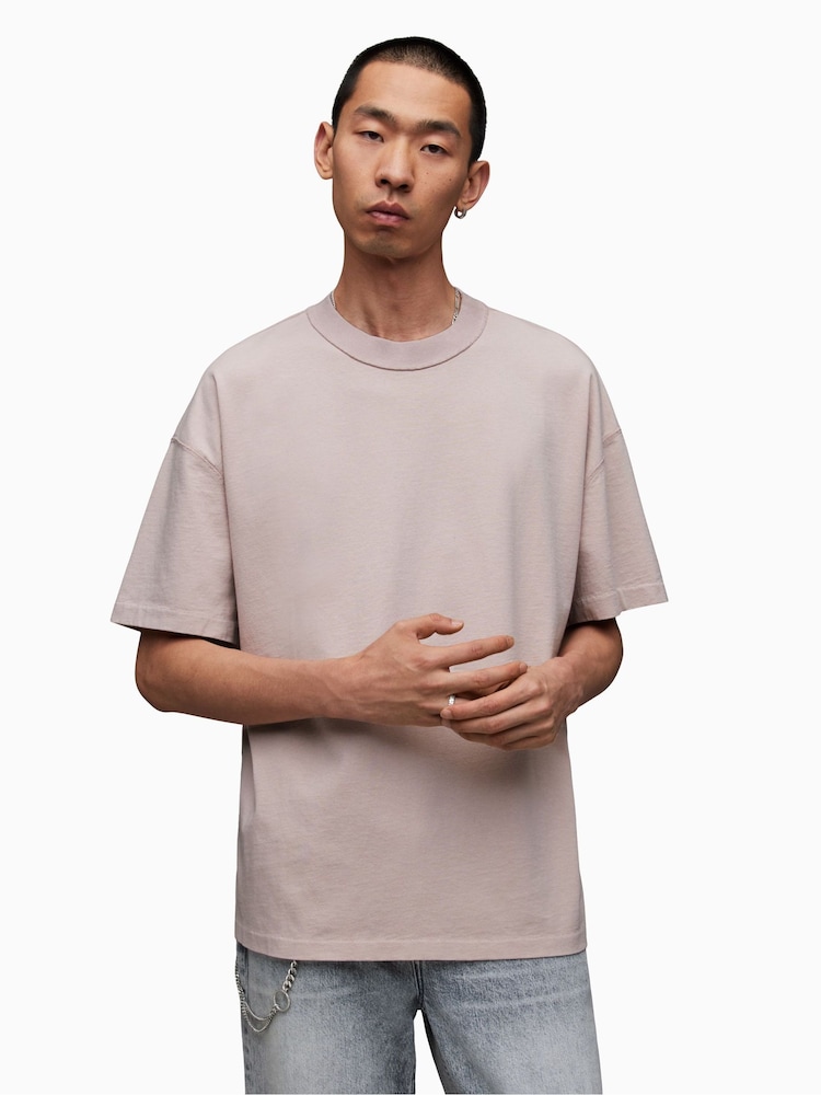 AllSaints Grey Isac Short Sleeve Crew T-Shirt - Image 1 of 6