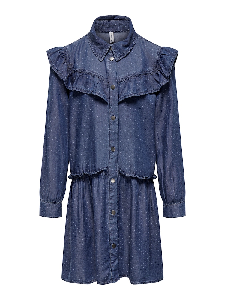 ONLY KIDS Long Sleeve Tierred Denim Smock Dress - Image 1 of 2
