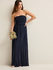 Navy Mesh Multiway Bridesmaid Wedding Maxi Dress - Image 4 of 11
