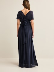 Navy Mesh Multiway Bridesmaid Wedding Maxi Dress - Image 5 of 11