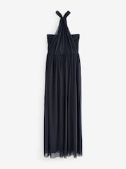 Navy Mesh Multiway Bridesmaid Wedding Maxi Dress - Image 10 of 11