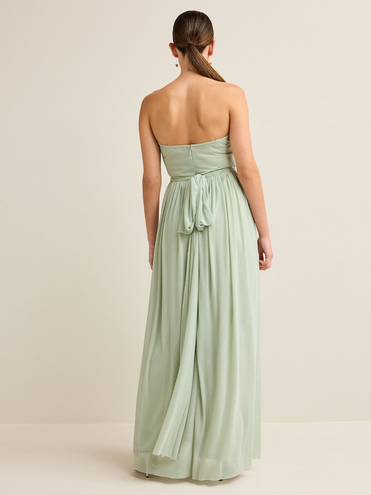 Vert sauge clair - Robe longue de demoiselle d’honneur de mariage en maille Multiway - Image 5 of 10