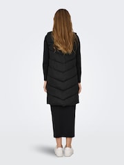 JDY Black Longline Padded Quilted Gilet - Image 2 of 7