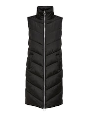 JDY Black Longline Padded Quilted Gilet - Image 6 of 7