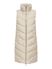 JDY Cream Longline Padded Quilted Gilet - Image 6 of 7