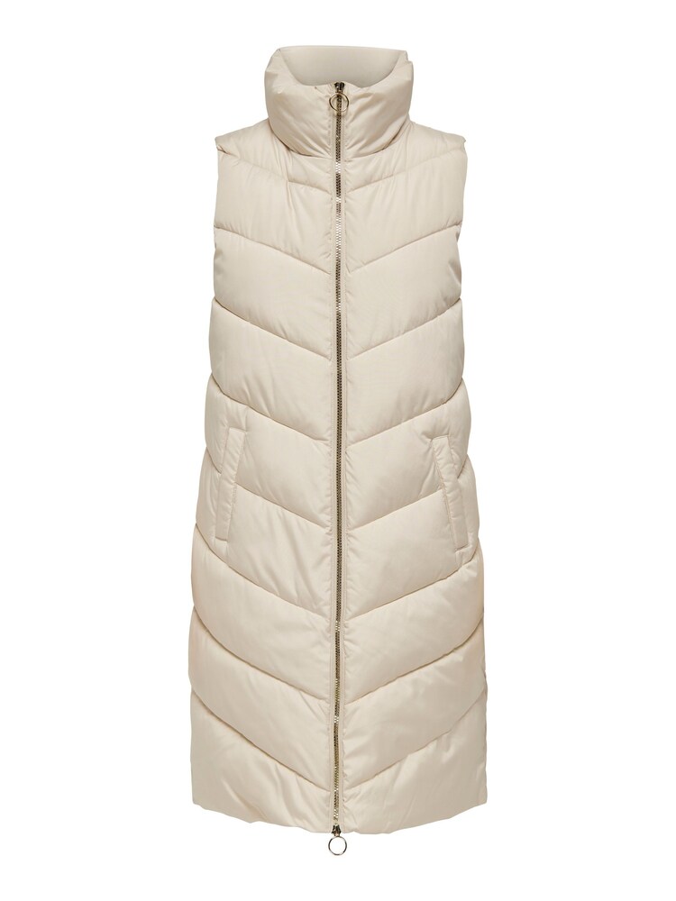JDY Cream Longline Padded Quilted Gilet - Image 6 of 7