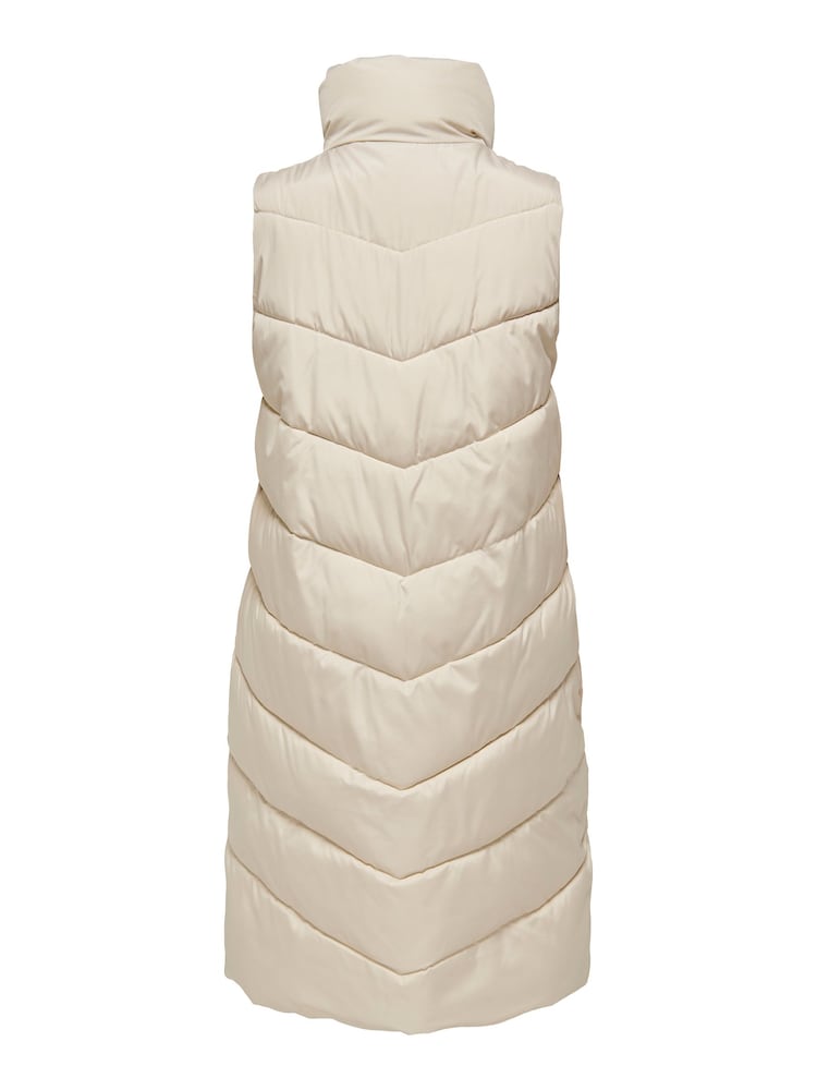 JDY Cream Longline Padded Quilted Gilet - Image 7 of 7 JDY Cream Longline Padded Quilted Gilet - Image 7 of 7