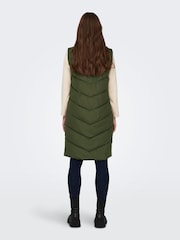 JDY Green Longline Padded Quilted Gilet - Image 2 of 7