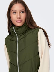 JDY Green Longline Padded Quilted Gilet - Image 5 of 7