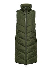 JDY Green Longline Padded Quilted Gilet - Image 6 of 7