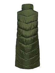 JDY Green Longline Padded Quilted Gilet - Image 7 of 7