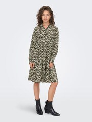 JDY Black/Cream Tiered Shirt Smock Dress - Image 3 of 7
