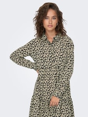 JDY Black/Cream Tiered Shirt Smock Dress - Image 4 of 7