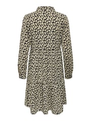 JDY Black/Cream Tiered Shirt Smock Dress - Image 7 of 7