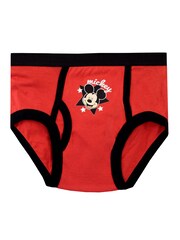 Character Red Mickey Mouse 100% Cotton Briefs 5 Pack - Image 4 of 5